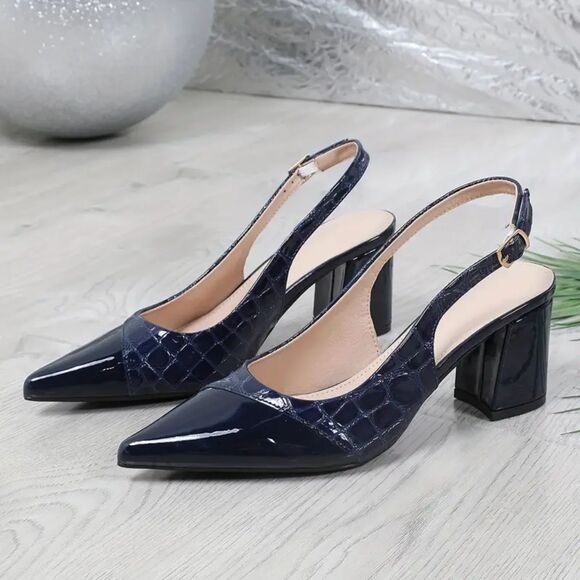 Elegant Pointed Toe Summer Sandals – Chunky Heel, Black & Gold, Size 7.5 - Picture 5 of 8